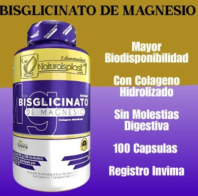 Bisglicinato De Magnesio 100 Pack x 3