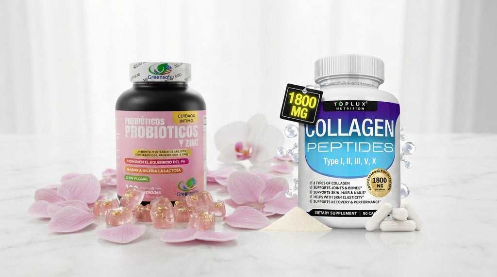 Kit Probióticozinc Cuidado Intimo + Colágeno Peptides sin azúcar añadida.
