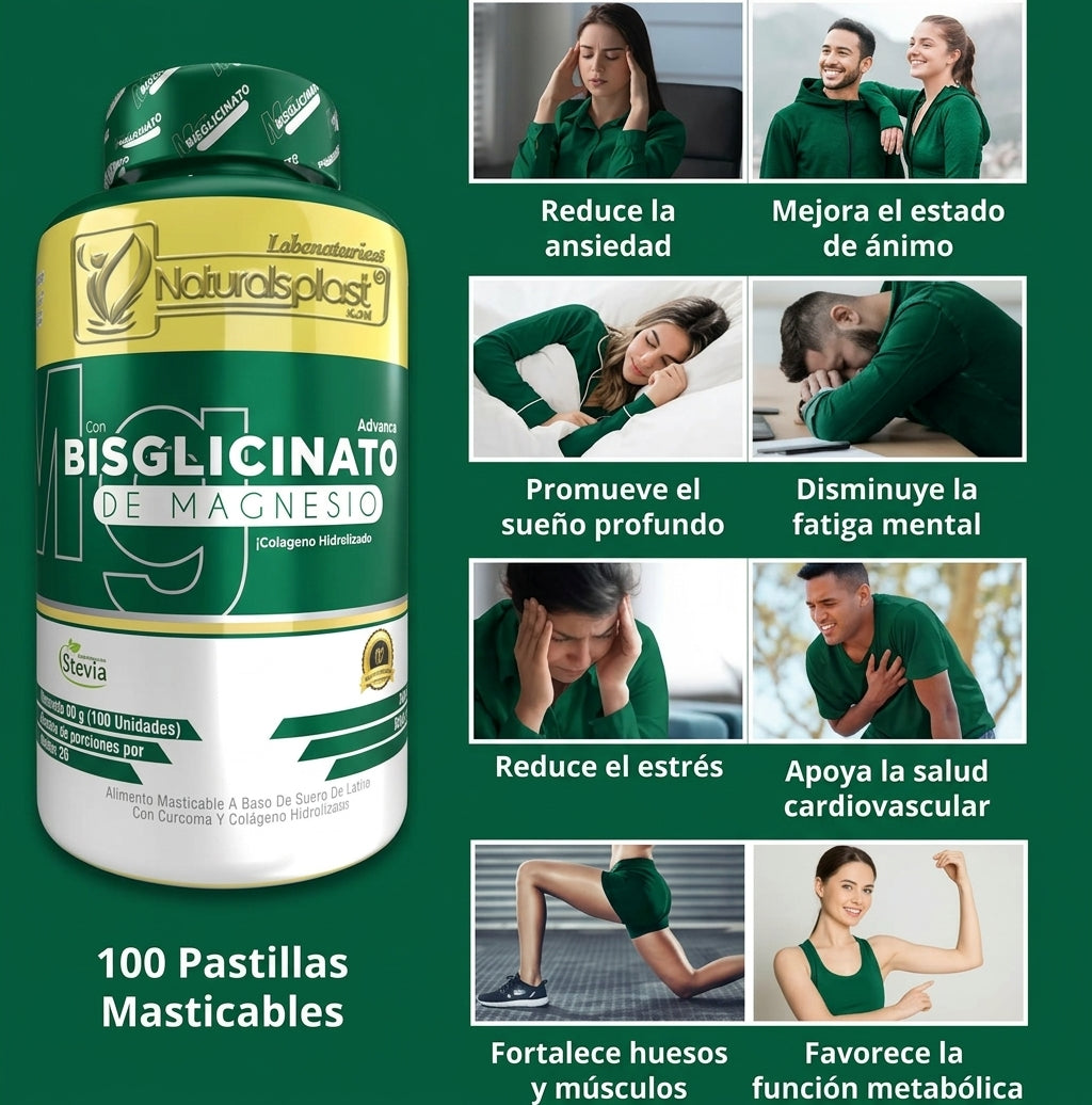 Bisglicinato De Magnesio 100 Pack x 3